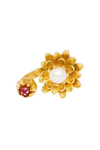 Zariin Garden Of Pearl Ring gold fashion jewellery online shopping melange singapore indian designer wear