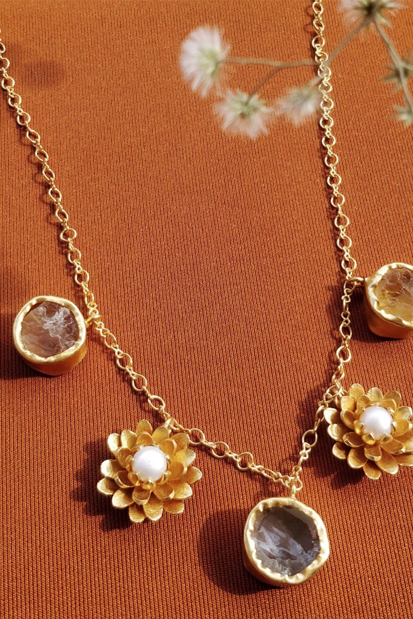 Zariin Garden Of Pearls Necklace gold fashion jewellery online shopping melange singapore indian designer wear