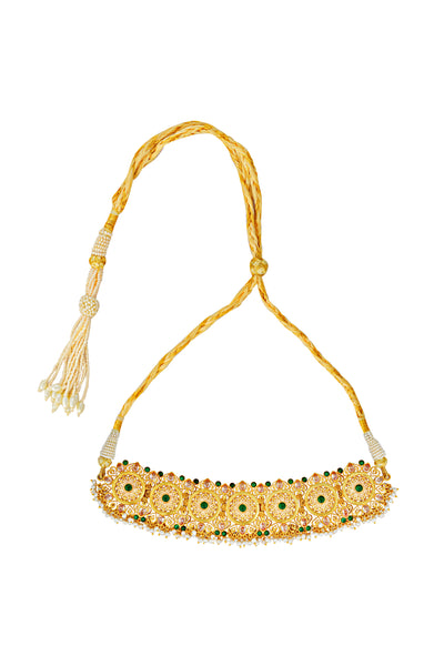 Zariin Green And Gold Handcrafted Choker Necklace festive fashion imitation jewellery online shopping melange singapore indian designer wear