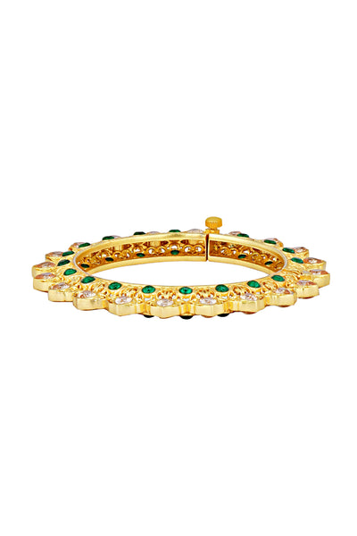 Zariin Green Gold Plated Handcrafted Bangle fashion imitation festive jewellery online shopping melange singapore indian designer wear