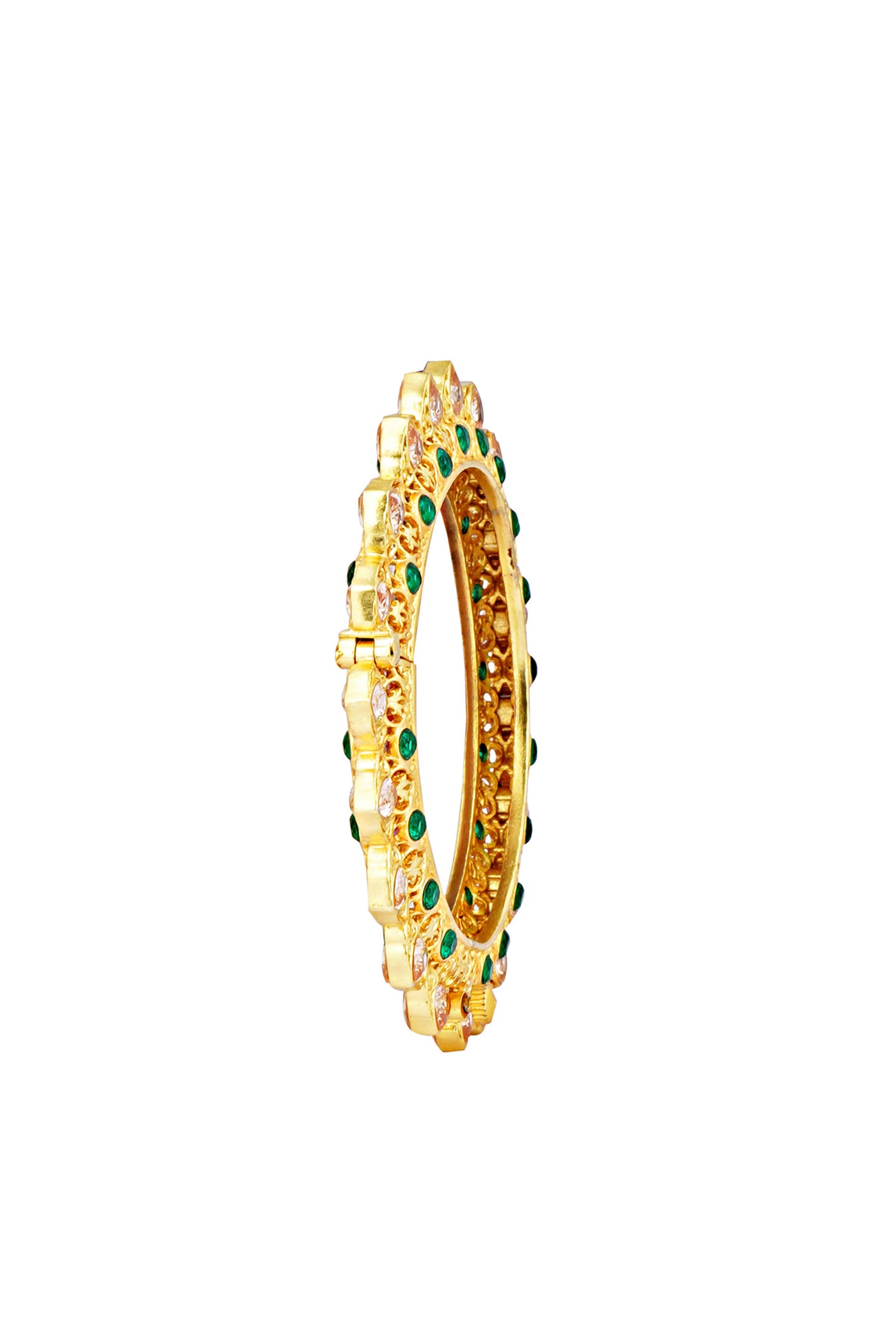 Zariin Green Gold Plated Handcrafted Bangle fashion imitation festive jewellery online shopping melange singapore indian designer wear