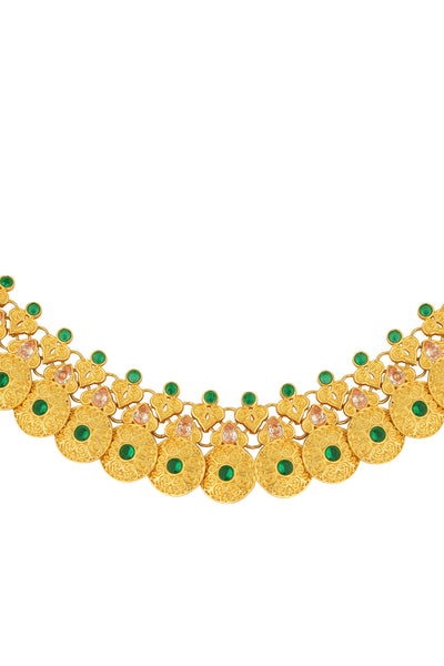 Zariin Green Gold Plated Handcrafted Choker Necklace festive imitation fashion jewellery online shopping melange singapore indian designer wear