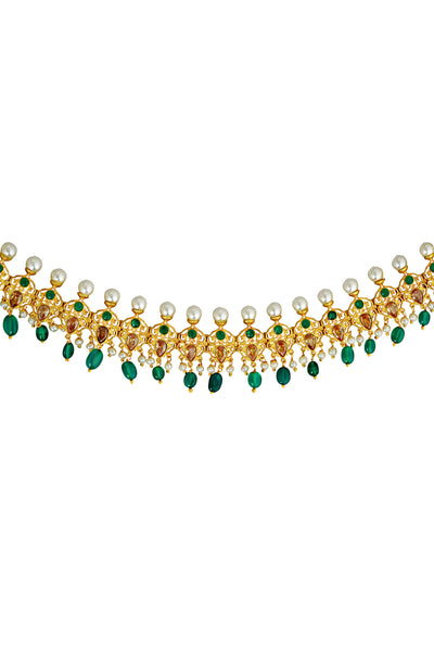 Zariin Green Gold Plated Handcrafted Choker festive imitation fashion jewellery online shopping melange singapore indian designer wear