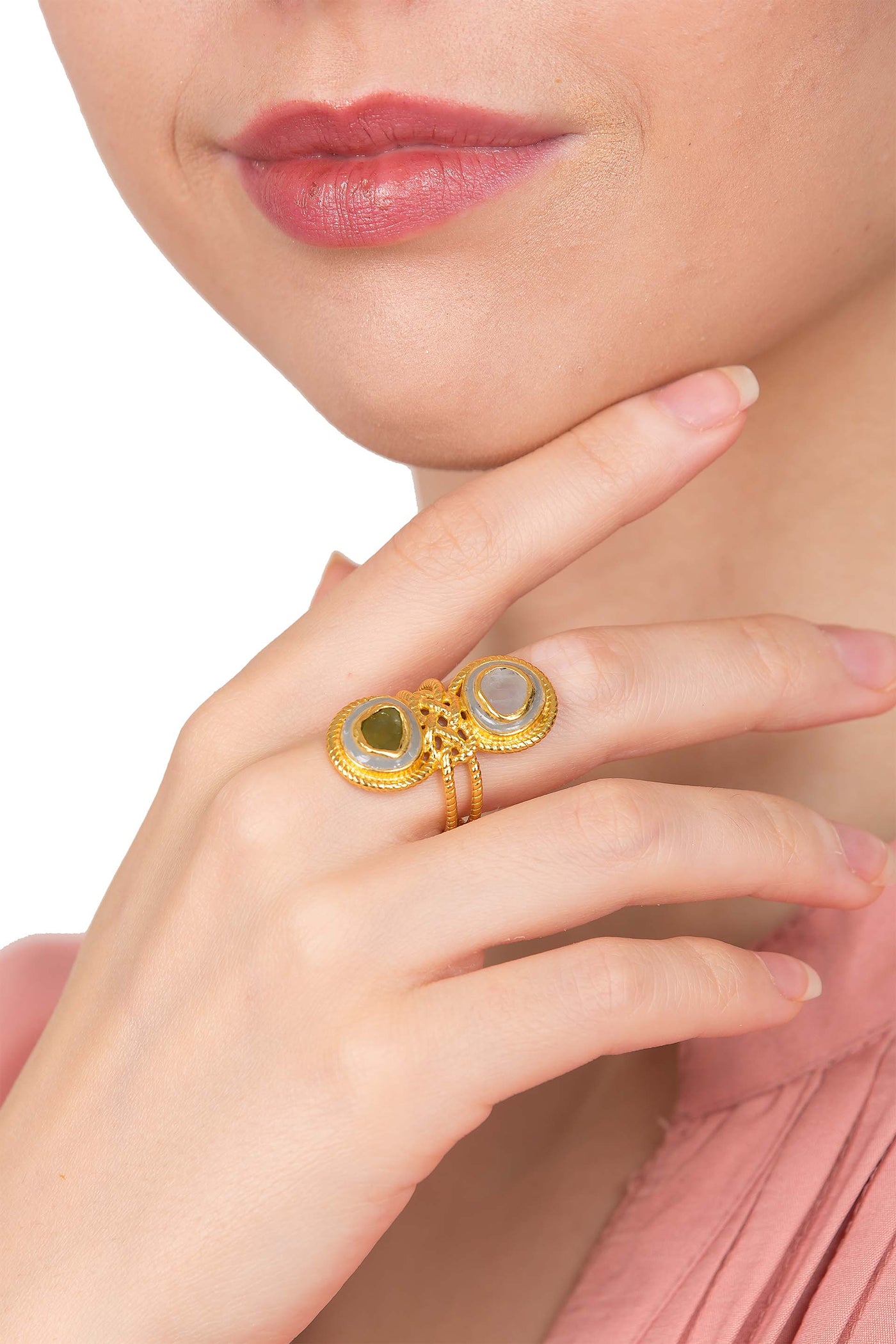 Zariin Stone Age Glam Ring gold fashion jewellery online shopping melange singapore indian designer wear