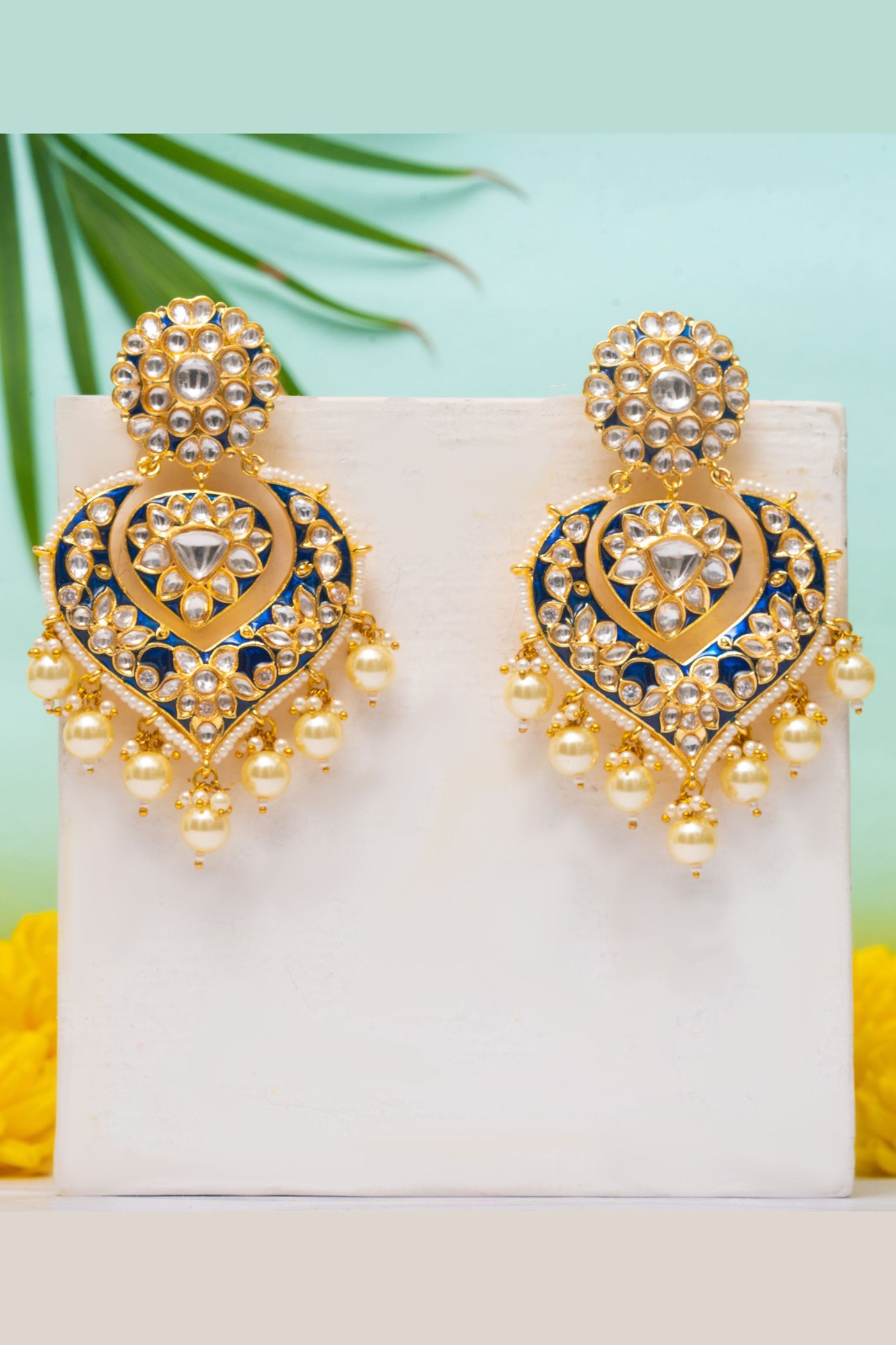 Zevar kundan Earrings fashion jewellery online shopping melange singapore indian designer wear