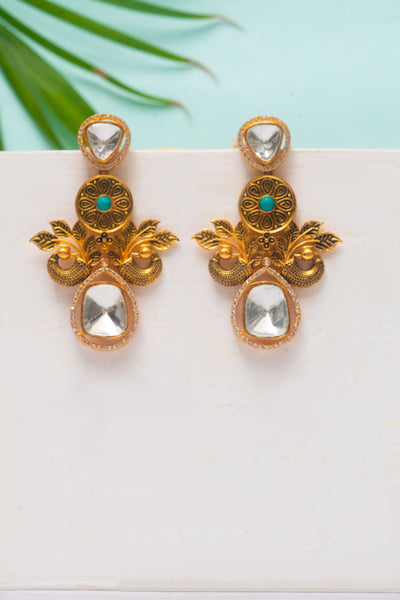 Zevar kundan earrings fashion jewellery online shopping melange singapore indian designer wear