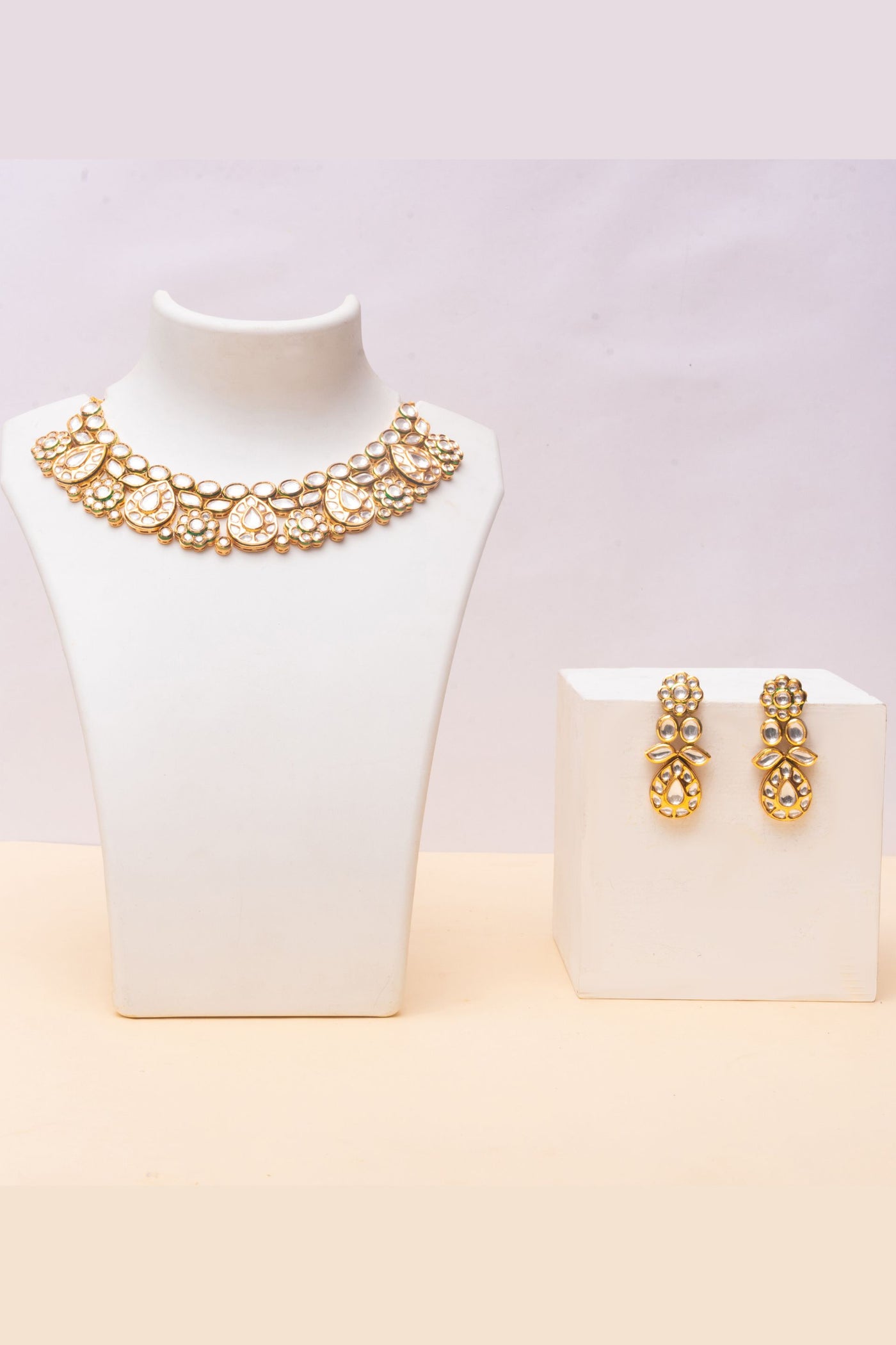 Zevar Kundan Necklace Set With Kundan Stones fashion jewellery online shopping melange singapore indian designer wear