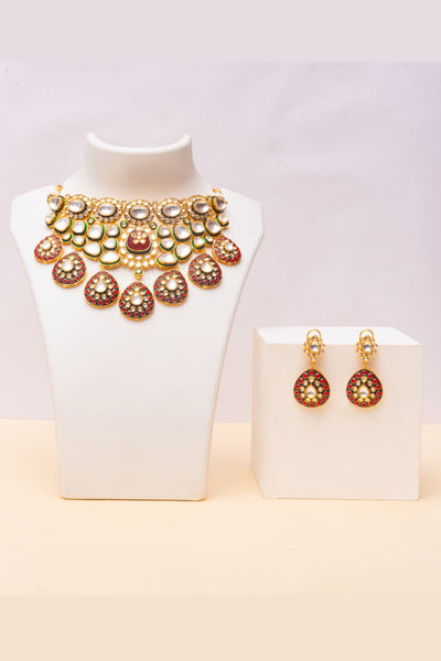 Zevar Kundan Set Gold Plated fashion jewellery online shopping melange singapore indian designer wear