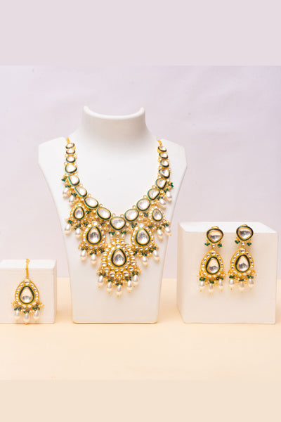Zevar Kundan set with pearls fashion jewellery online shopping melange singapore indian designer wear