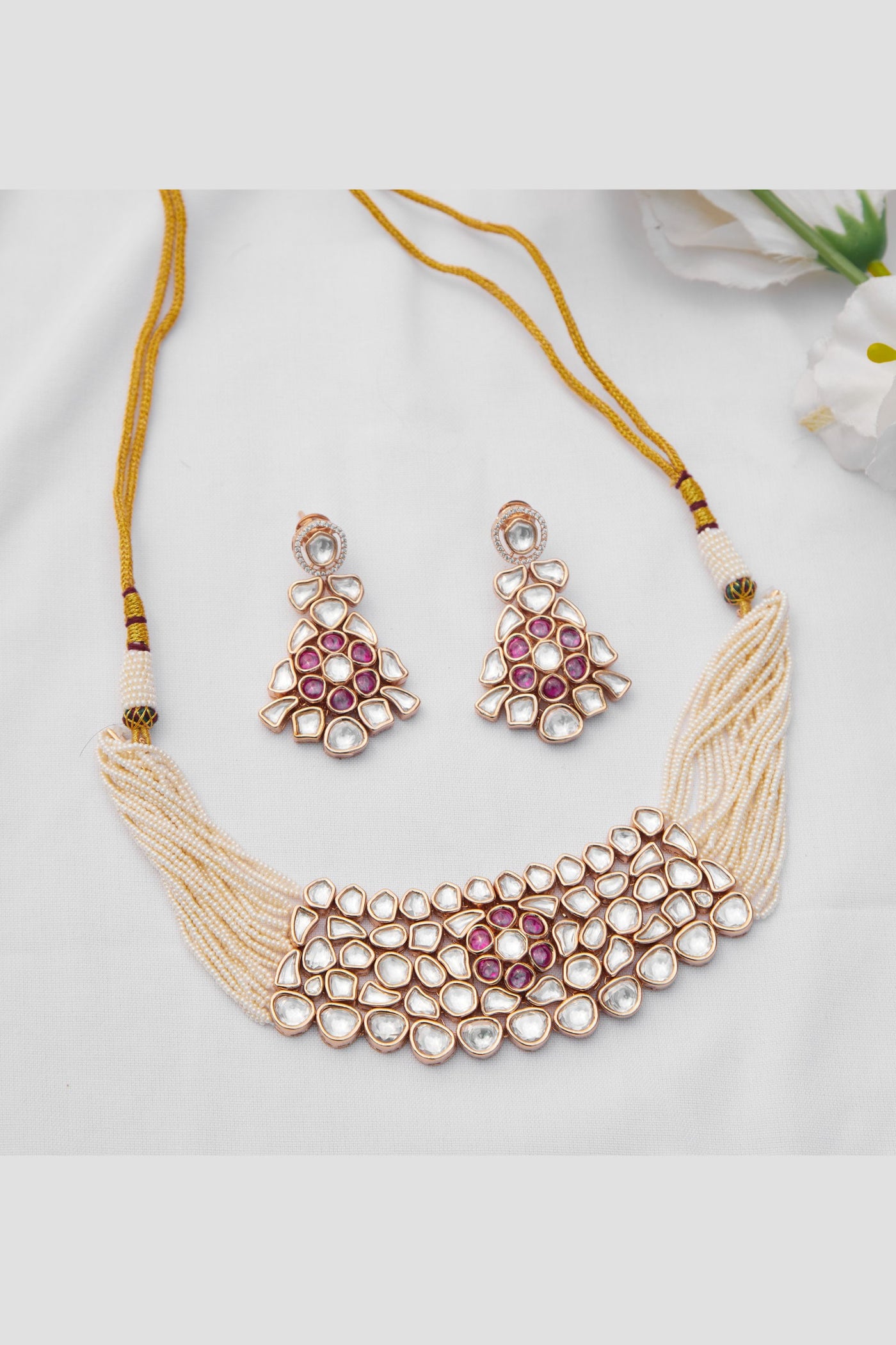 Zevar kundan choker set fashion jewellery online shopping melange singapore indian designer wear