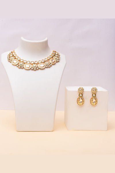 Kundan Necklace Set with Pearls fashion jewellery online shopping melange singapore indian designer wear