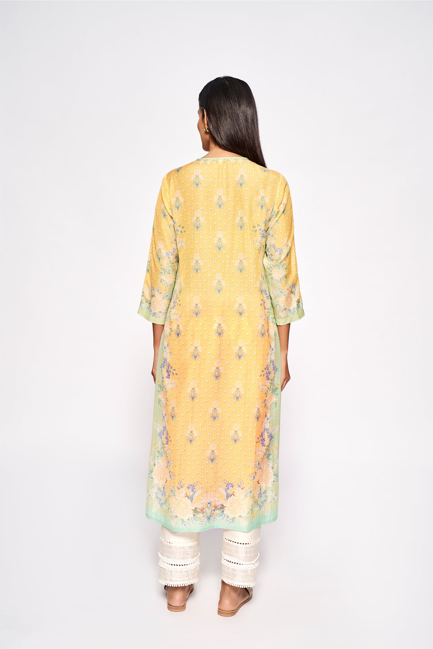 Anita Dongre Shaivi Kurta Yellow indian designer wear online shopping melange singapore