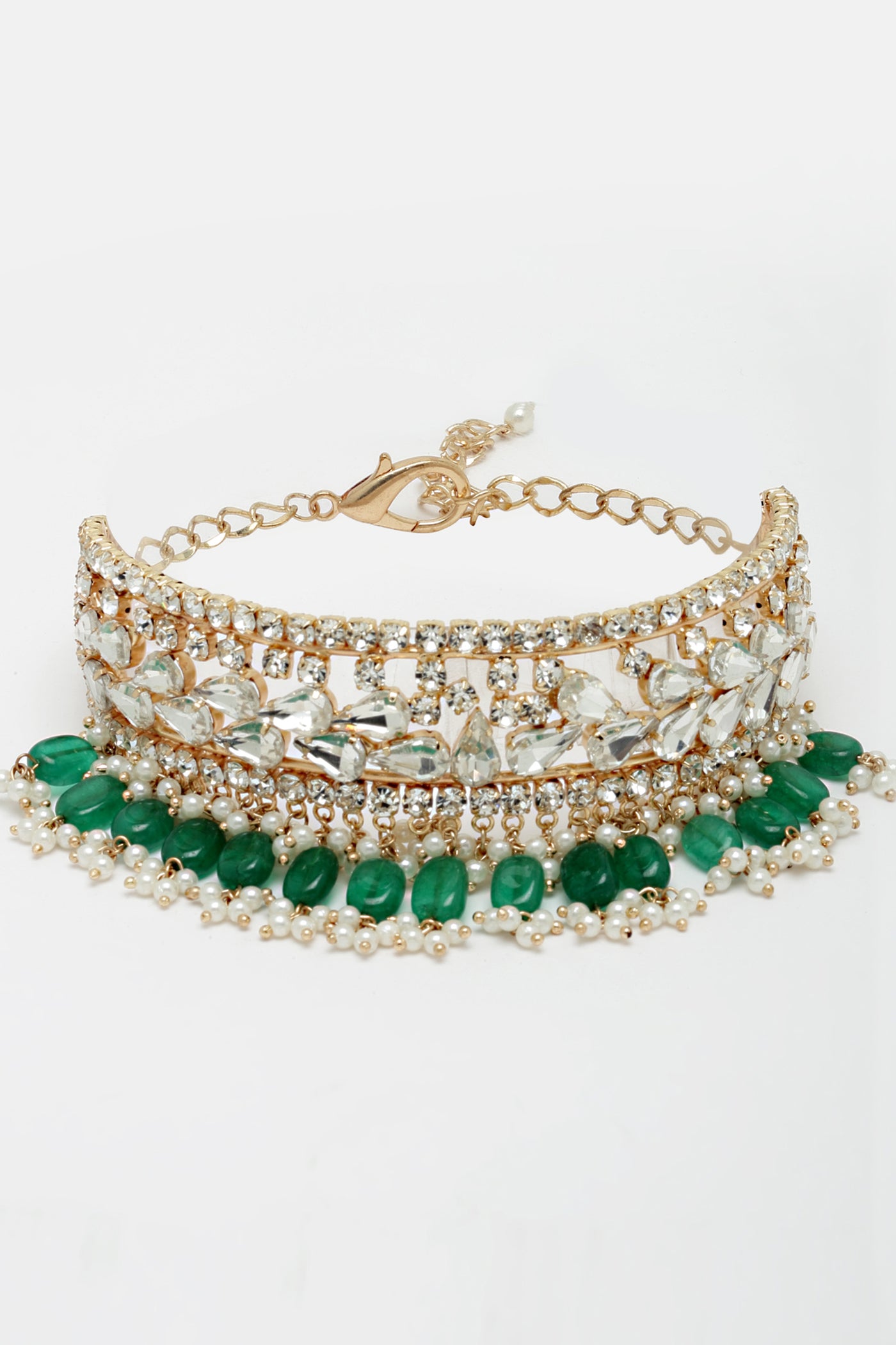Bijoux by priya chandna Jahan Crystal Choker In Green fashion imitation jewellery  indian designer wear online shopping melange singapore