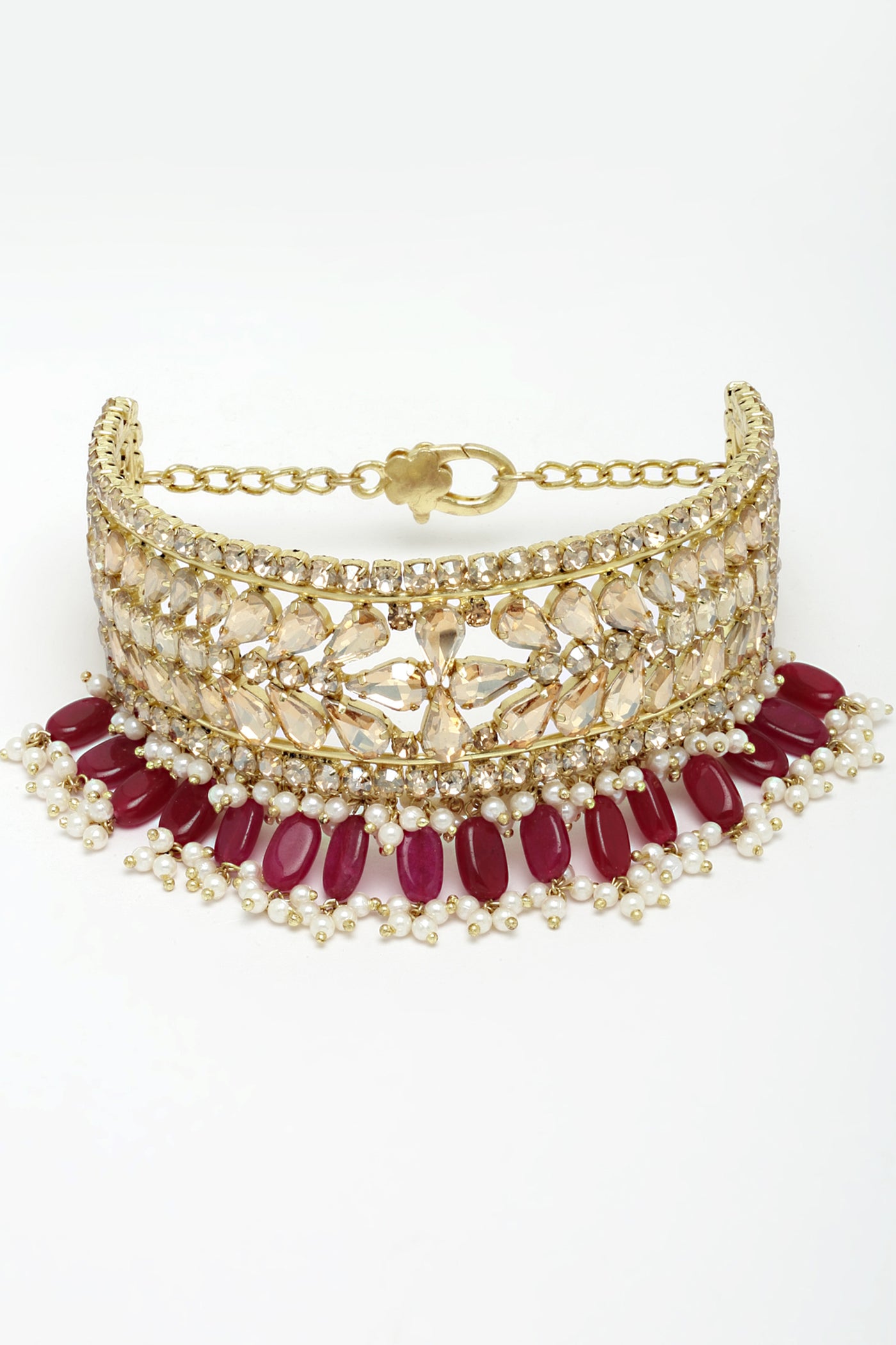 Bijoux by priya chandna Jahan Crystal Choker In Red fashion imitation jewellery  indian designer wear online shopping melange singapore