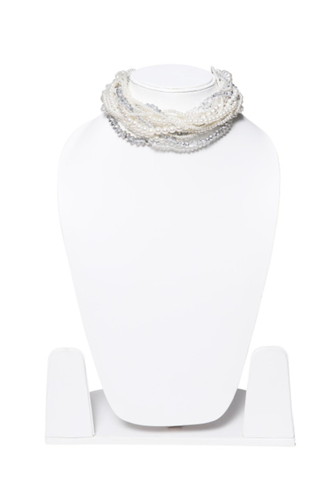 White Silver Beaded Choker