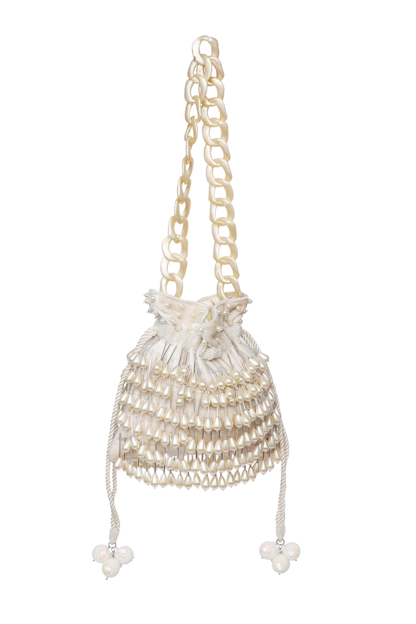White Bag With Drop Pearls