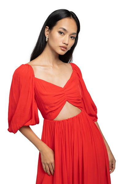 gaya Cut-out red maxi dress western indian designer wear online shopping melange singapore
