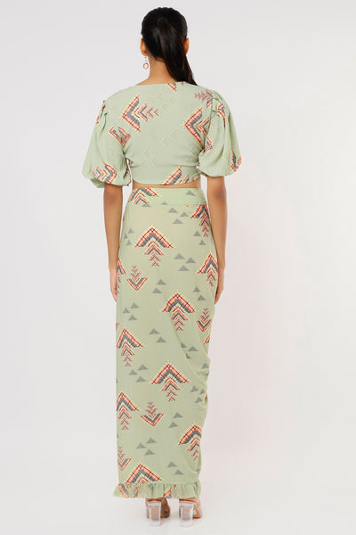 Gopi vaid Adra Co-ord Set mint green festive Indian designer wear online shopping melange singapore