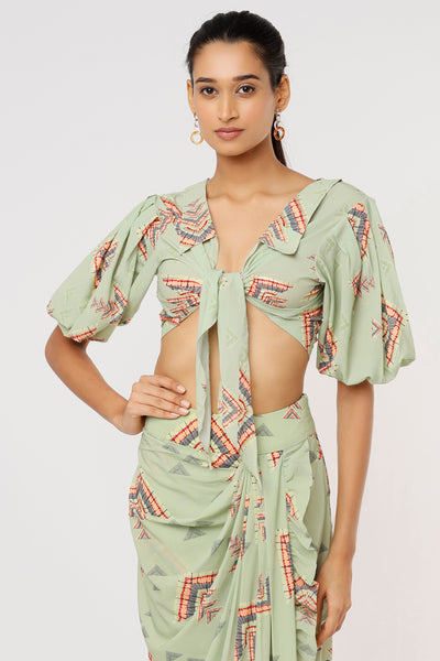 Gopi vaid Adra Co-ord Set mint green festive Indian designer wear online shopping melange singapore