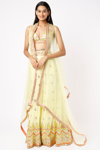 Gopi vaid arzu cape pant set yellow festive Indian designer wear online shopping melange singapore