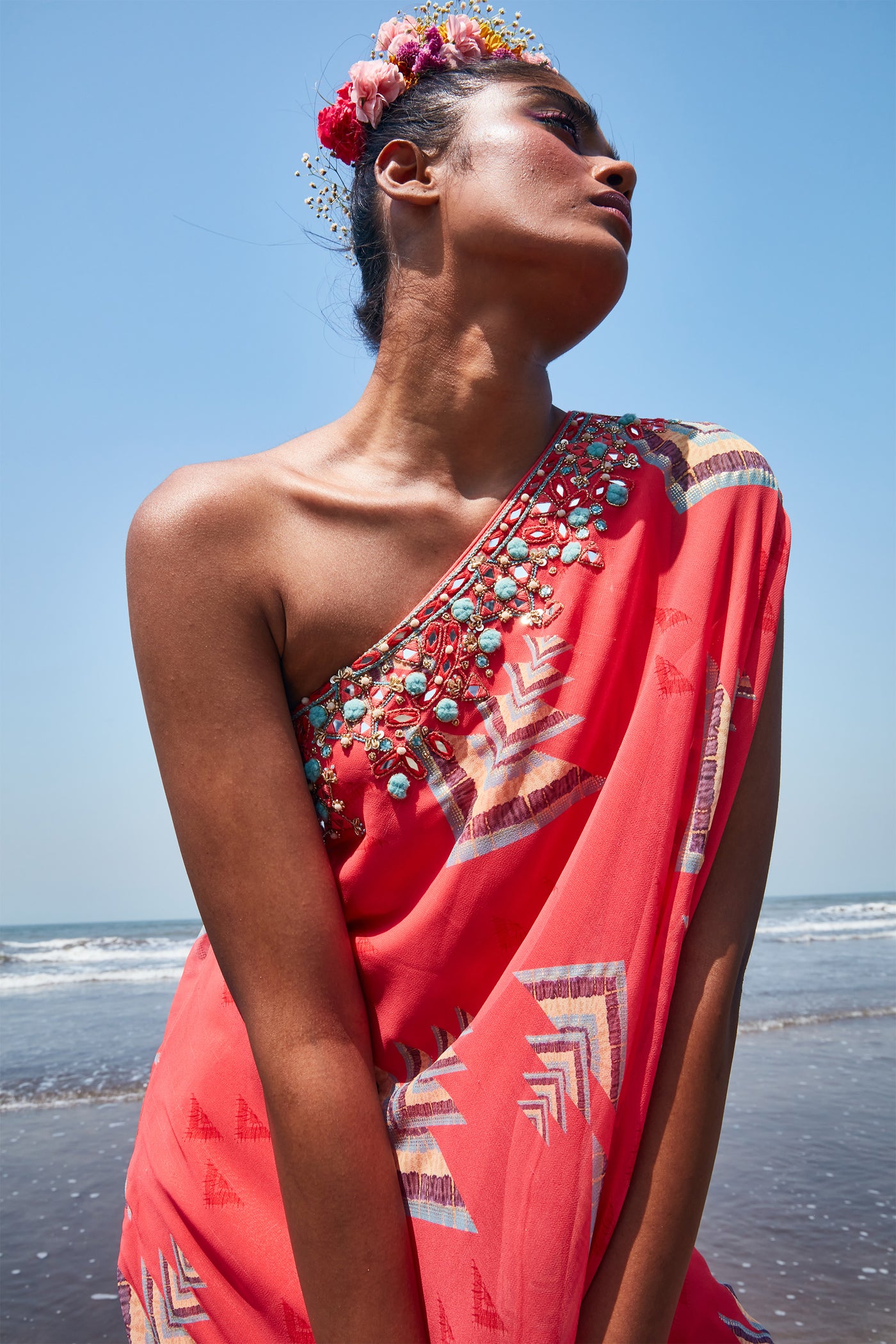 Gopi vaid daphne one shoulder gown Indian designer wear online shopping melange singapore