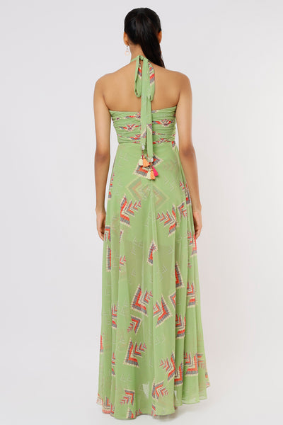 Gopi vaid Fedora High Low Dress mint green festive Indian designer wear online shopping melange singapore