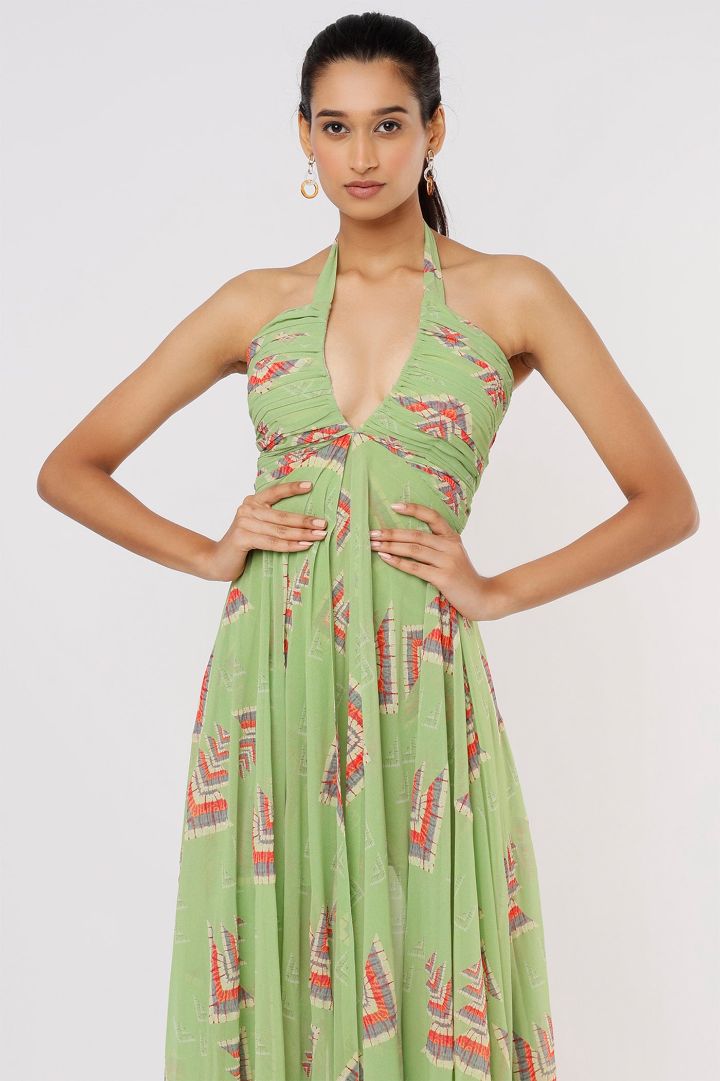 Gopi vaid Fedora High Low Dress mint green festive Indian designer wear online shopping melange singapore