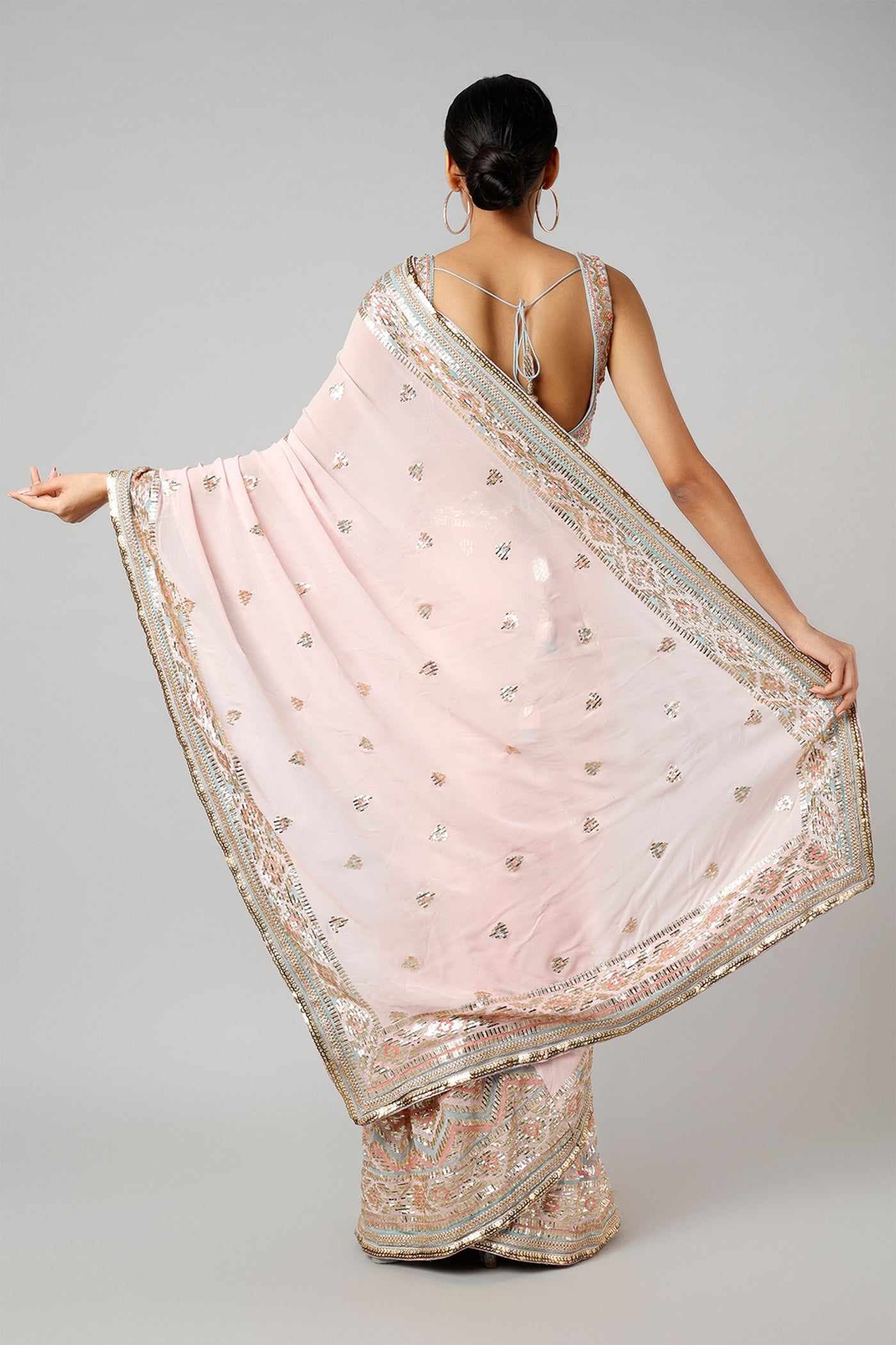 Gopi vaid fez saree rose festive Indian designer wear online shopping melange singapore