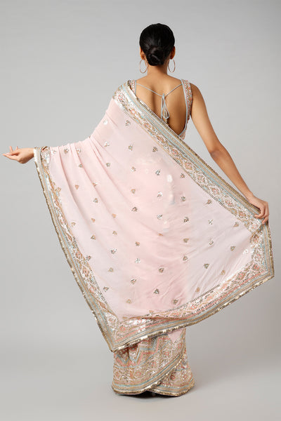 Gopi vaid fez saree rose festive Indian designer wear online shopping melange singapore