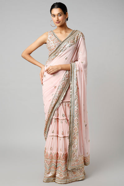 Gopi vaid fez saree rose festive Indian designer wear online shopping melange singapore