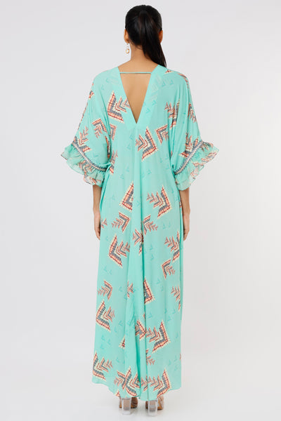 Gopi vaid Katie Kaftan aqua blue festive Indian designer wear online shopping melange singapore