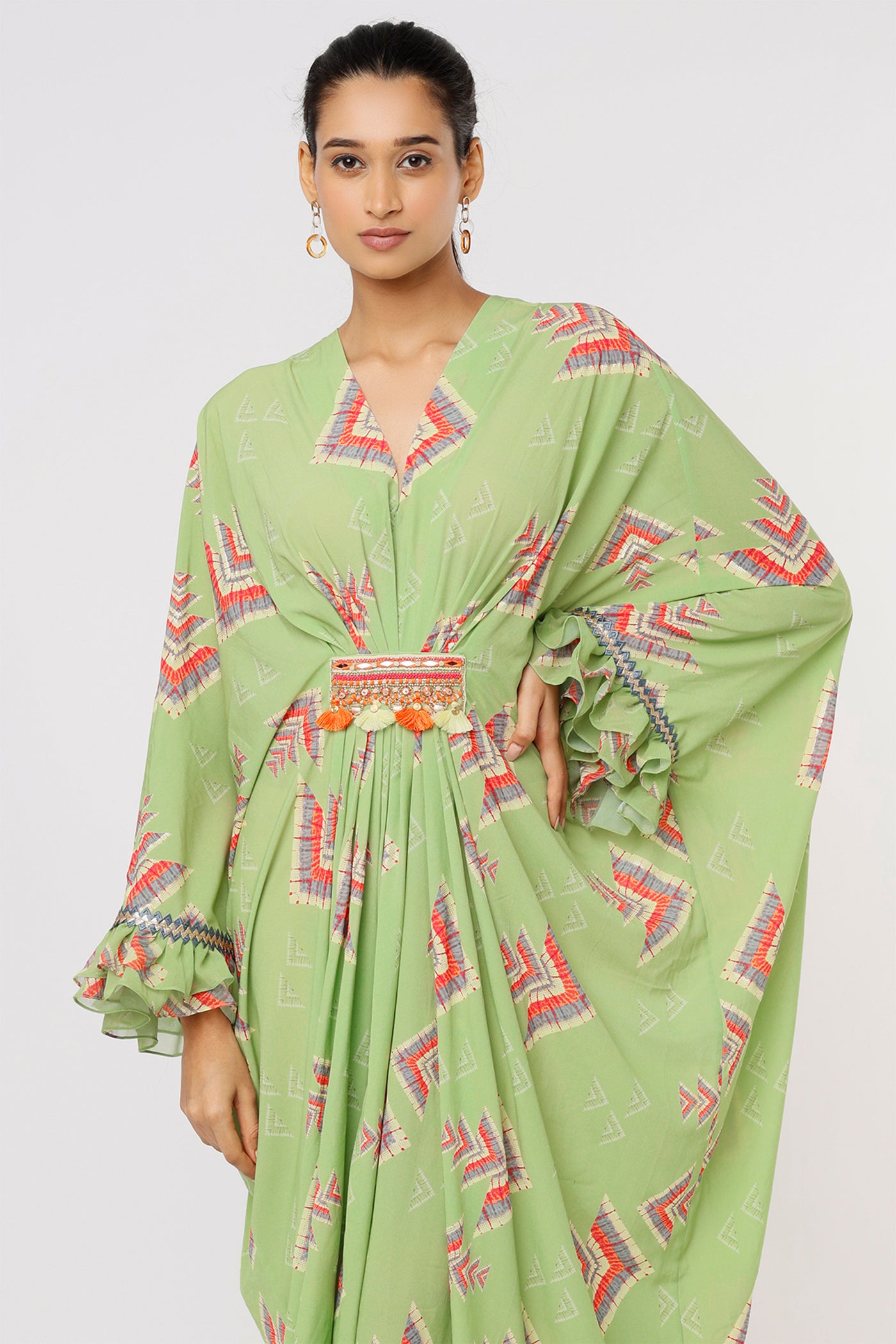 Gopi vaid Katie Kaftan mint green festive Indian designer wear online shopping melange singapore