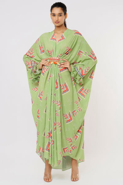 Gopi vaid Katie Kaftan mint green festive Indian designer wear online shopping melange singapore