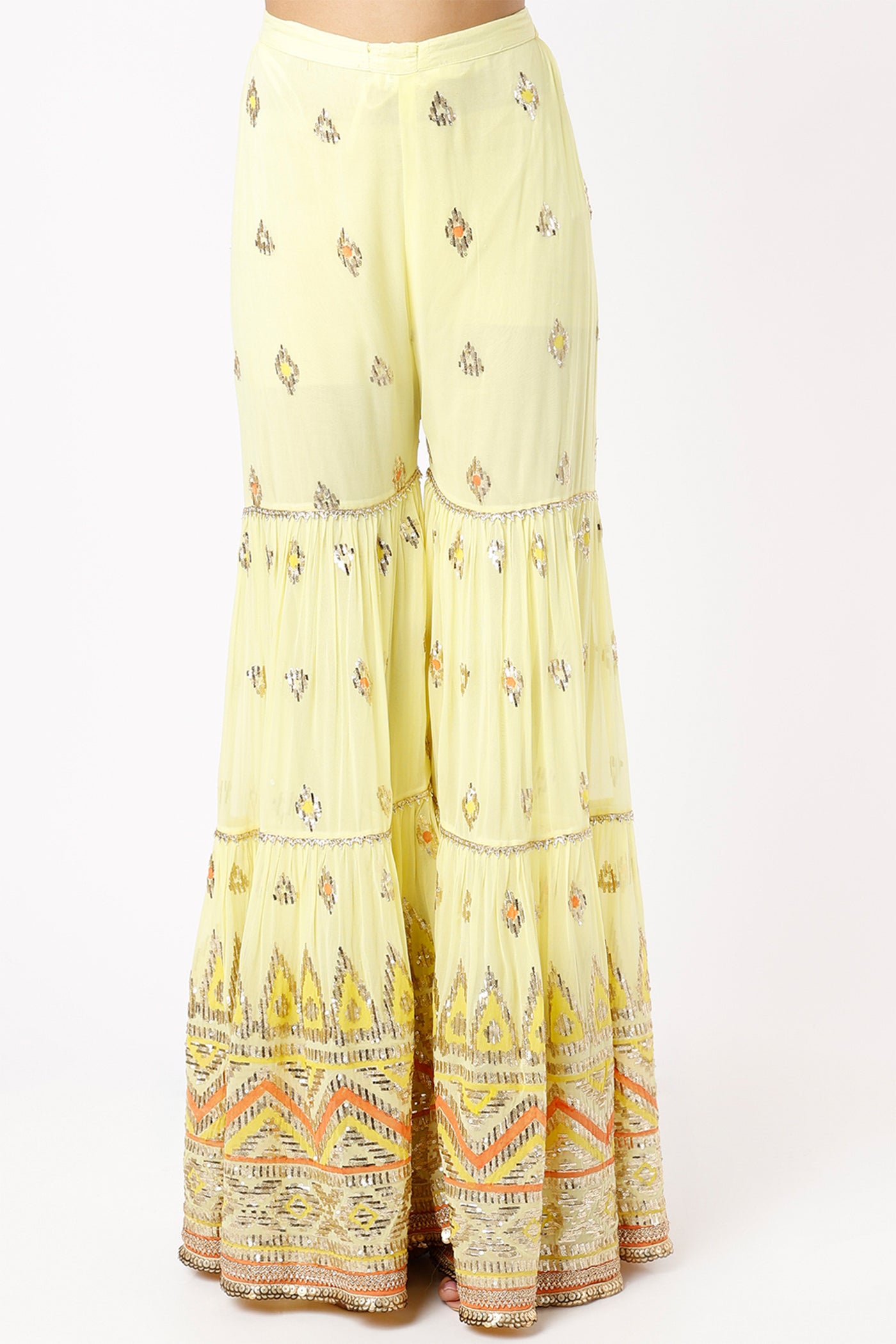 Gopi vaid Nadia Sweetheart Peplum With Sharara yellow festive Indian designer wear online shopping melange singapore