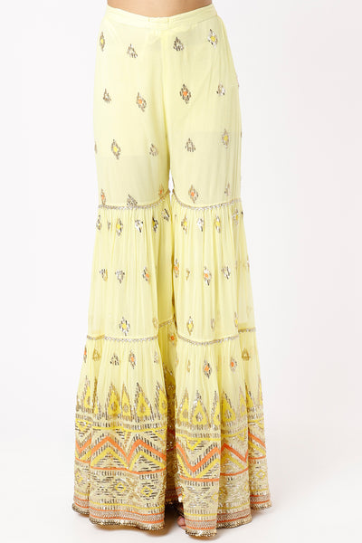 Gopi vaid Nadia Sweetheart Peplum With Sharara yellow festive Indian designer wear online shopping melange singapore