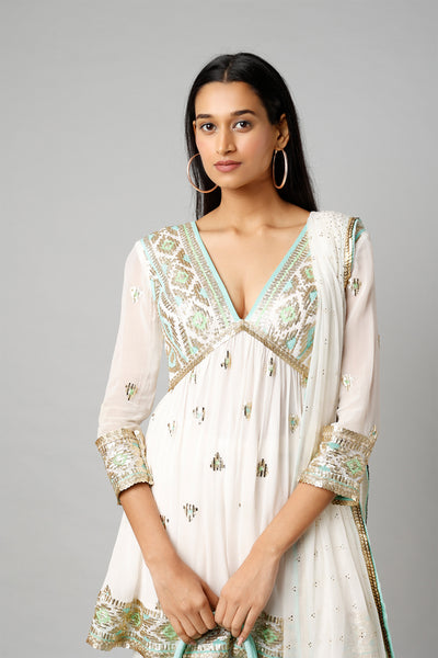 Gopi vaid Zohra Peplum With Sharara ivory festive Indian designer wear online shopping melange singapore