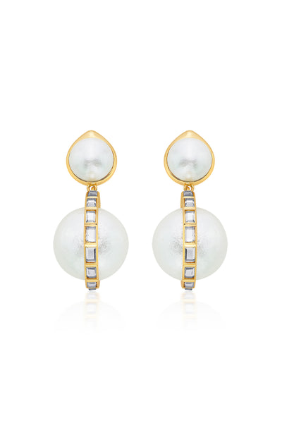 isharya Amara Pearl Duo Drop Earrings fashion jewellery online shopping melange singapore indian designer wear