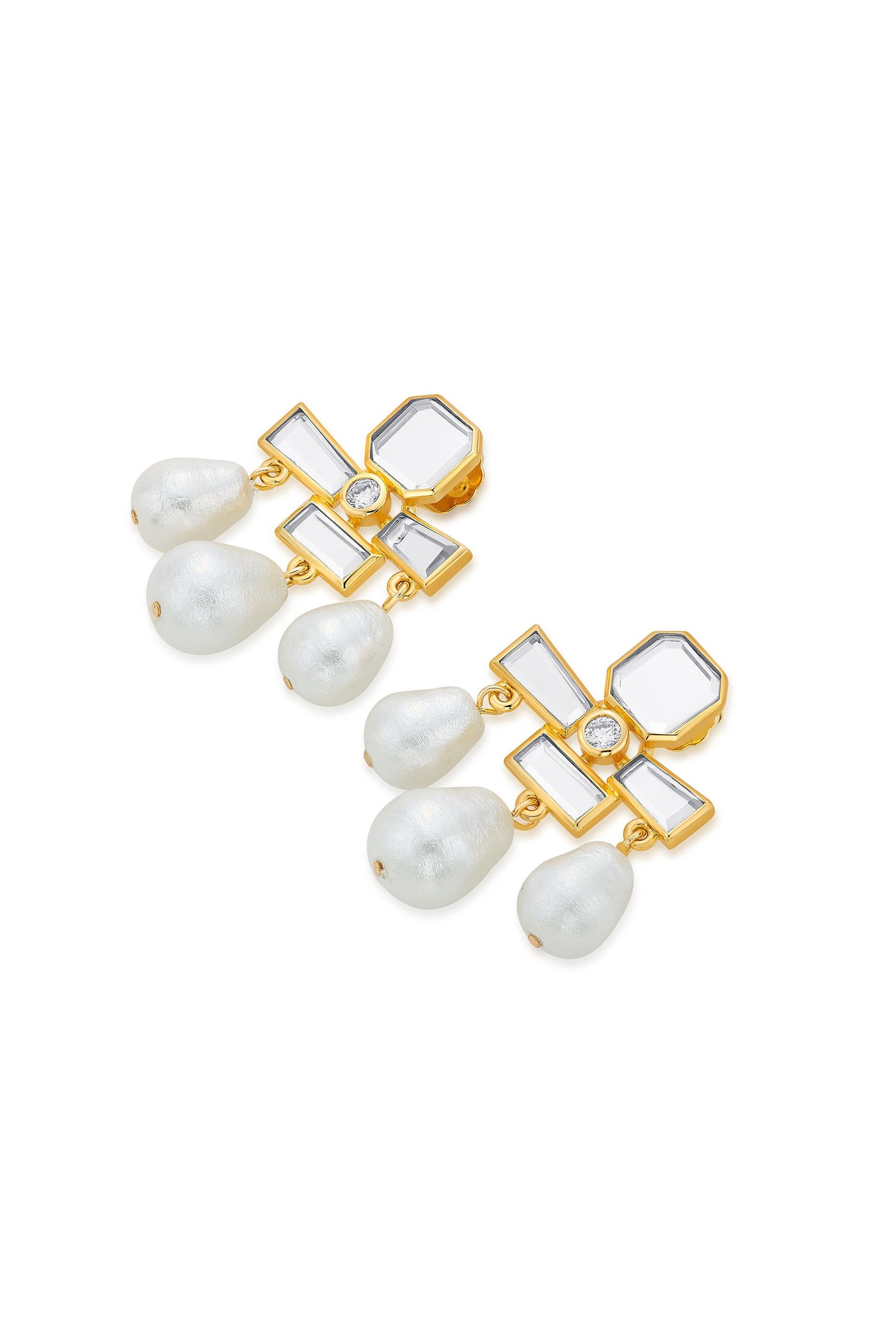 Mirrors on the Move 2.0 Pearl Trio Drop Earrings
