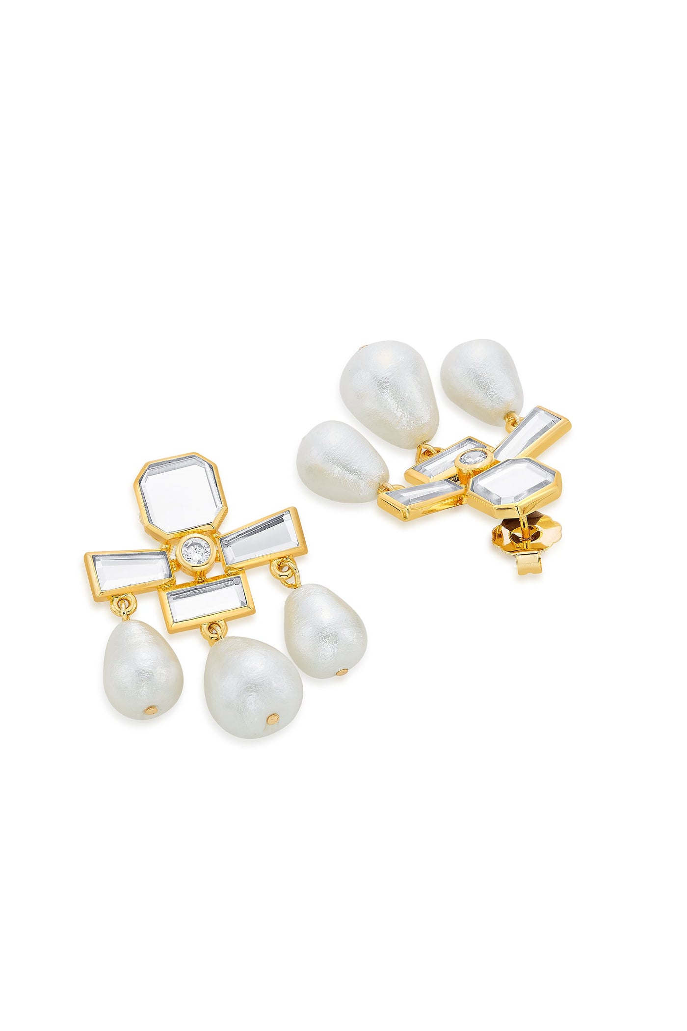 Mirrors on the Move 2.0 Pearl Trio Drop Earrings