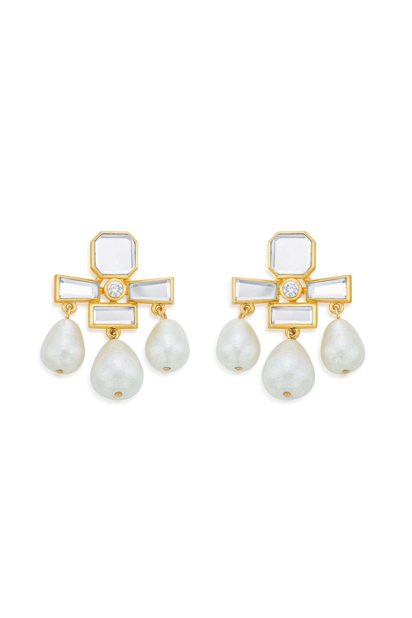 Mirrors on the Move 2.0 Pearl Trio Drop Earrings