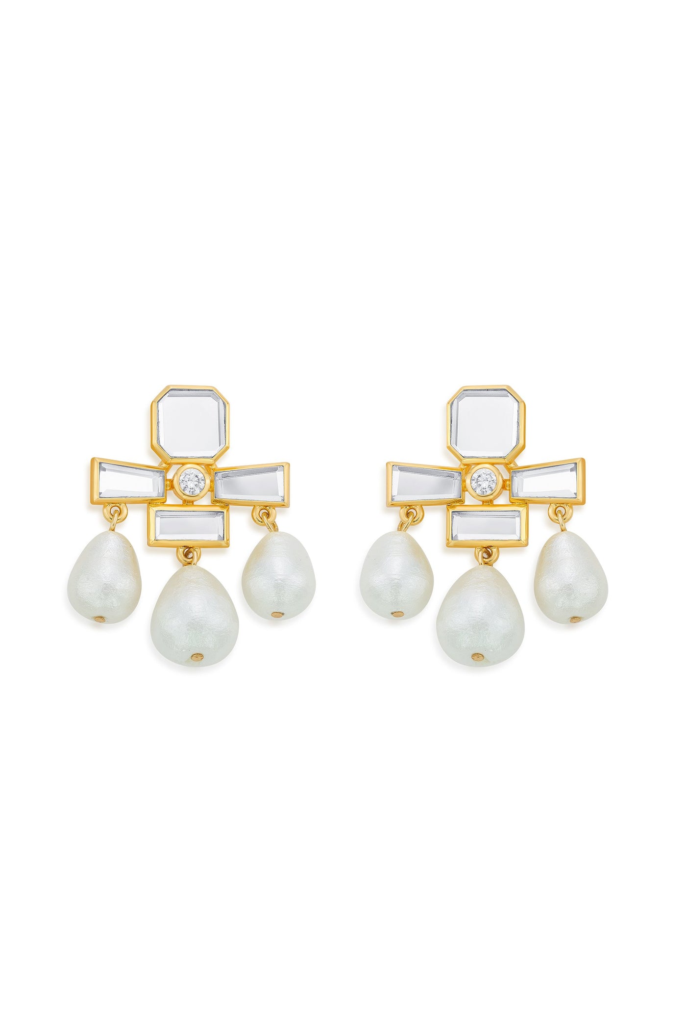 Mirrors on the Move 2.0 Pearl Trio Drop Earrings