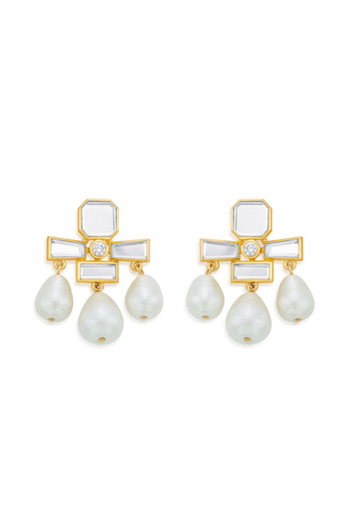 Mirrors on the Move 2.0 Pearl Trio Drop Earrings