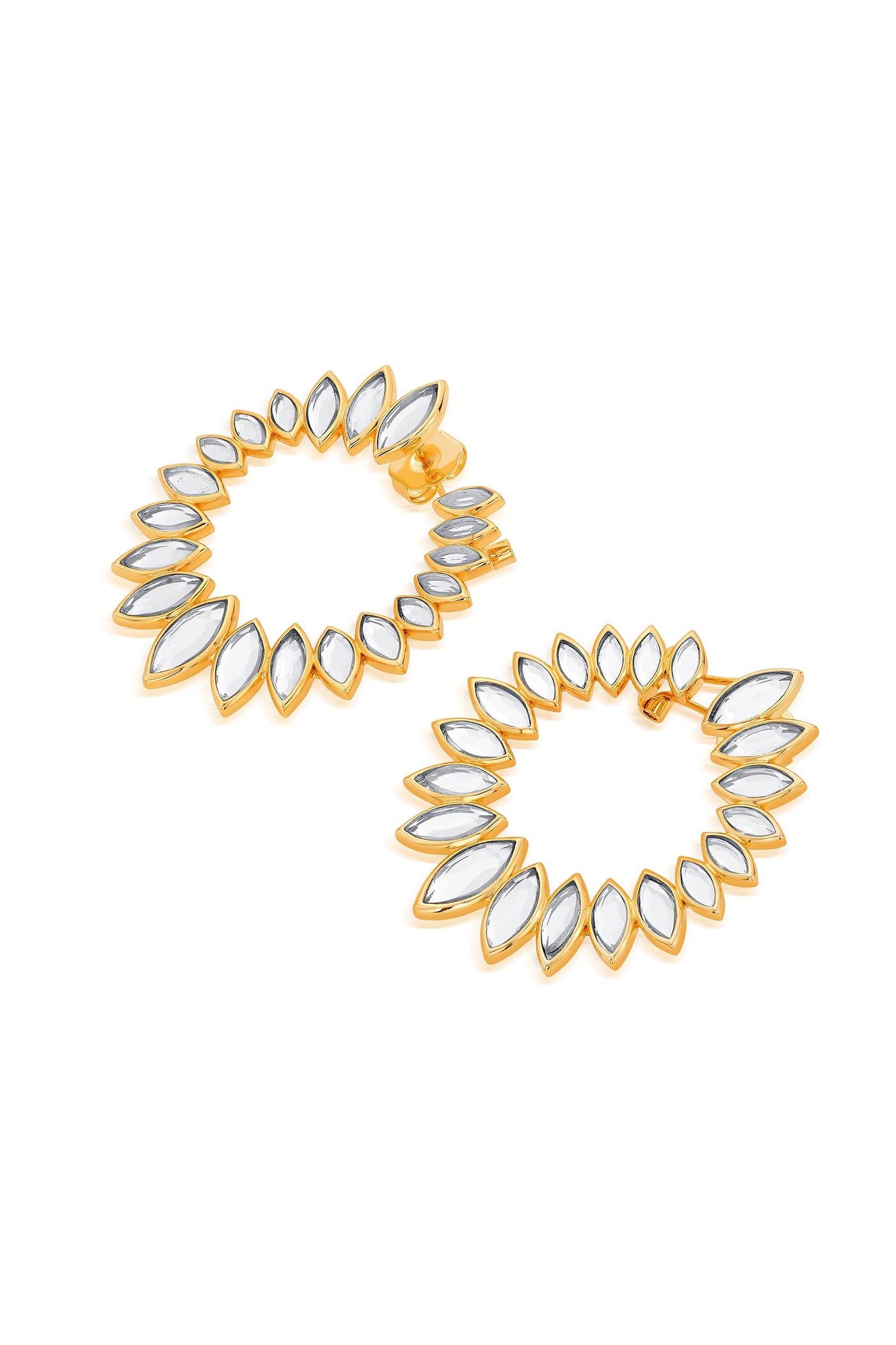 Modern Maharani Marquise Mirror Orange Peel Earrings