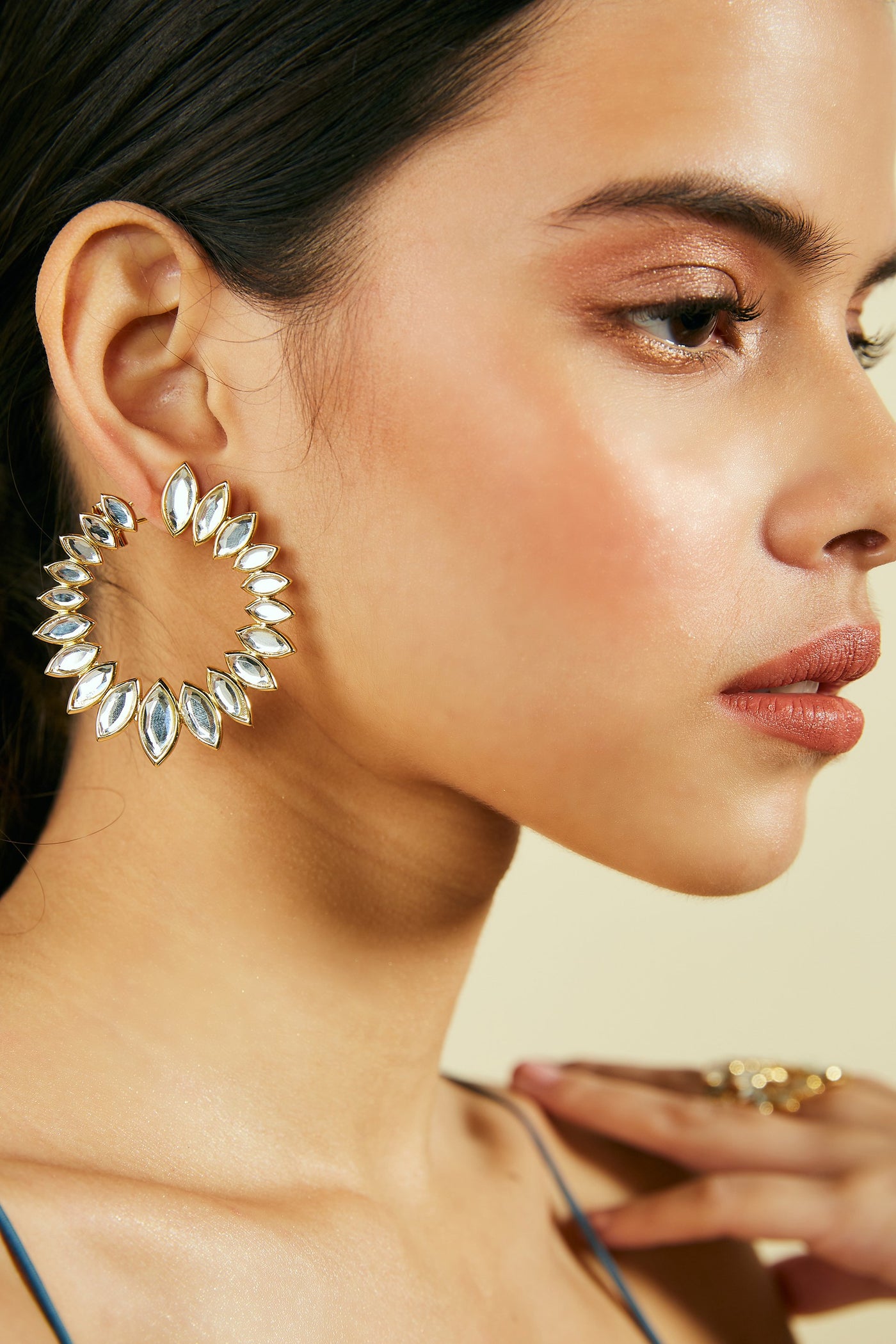 Modern Maharani Marquise Mirror Orange Peel Earrings