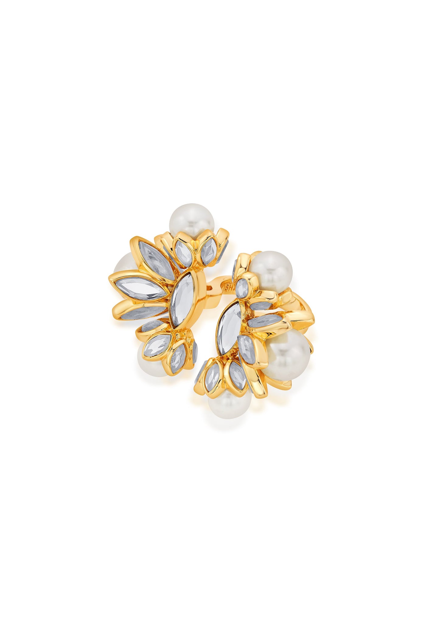Modern Maharani Marquise Mirror Statement Open Pearl Ring