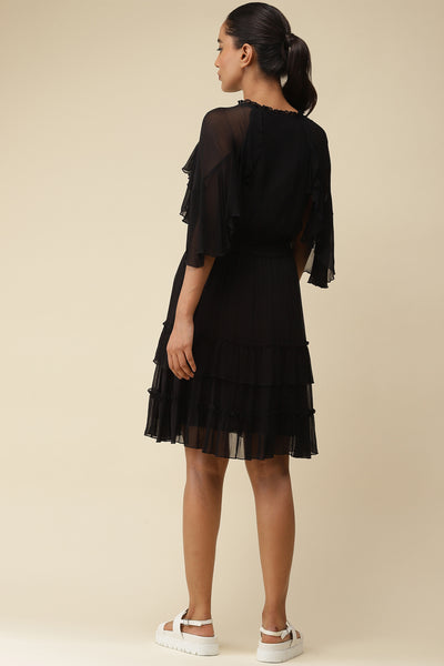 label ritu kumar Black Tie Up Short Dress western  designer wear online shopping melange singapore