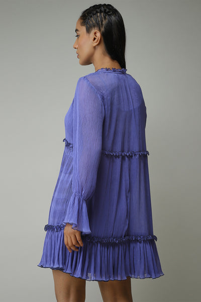 label ritu kumar Blue Solid Short Dress western  designer wear online shopping melange singapore