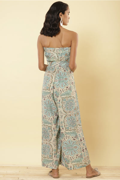 label ritu kumar Ecru Printed Off Shoulder Jumpsuit online shopping melange singapore indian designer wear
