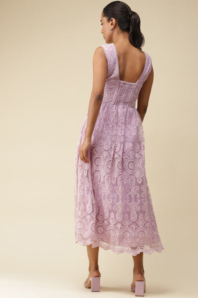 label ritu kumar Lavender Embridered Maxi Dress western  designer wear online shopping melange singapore