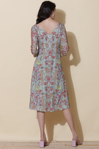label ritu kumar Mint Floral Printed Maxi Dress western  designer wear online shopping melange singapore